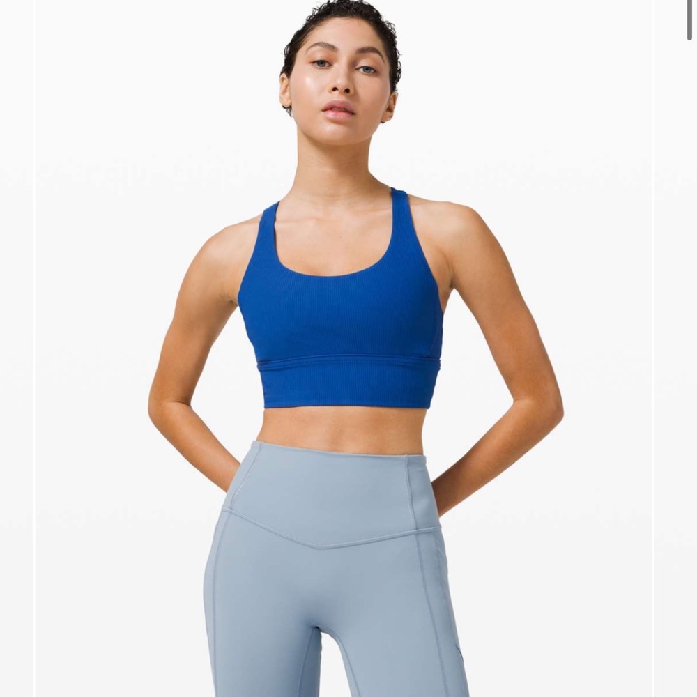 Lululemon Energy Bra Long Line Ribbed *Medium Support in  Regatta SZ 8